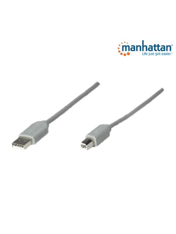 REG-TC-0559 Cable para Impresora Manhattan 341028, USB Tipo-A macho a Tipo-B macho, 4.5 m, gris - Image 1