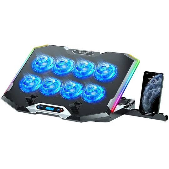 REG-TC-0620 Base Enfriadora Gamer Balam Rush Eolox Frost EF760, para laptop de hasta 17 pulgadas, 8 ventiladores, negro - Image 1