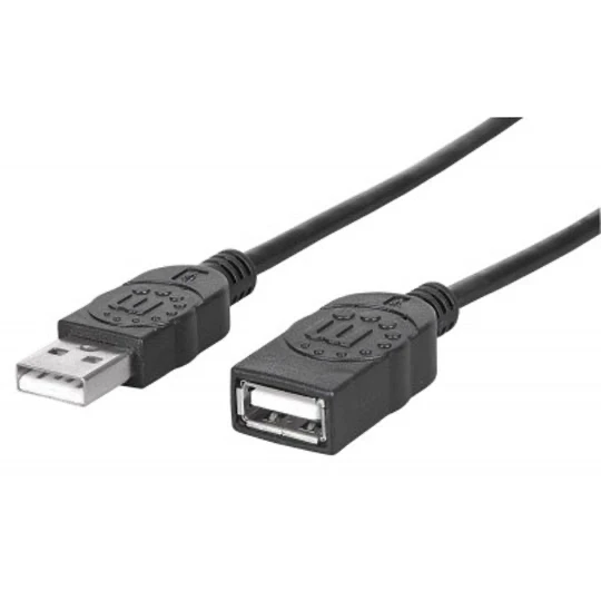 REG-TC-0650 Cable de Extensión USB Manhattan 338653, USB 2.0 Tipo-A macho a Tipo-A hembra, 1.8 m, negro - Image 1