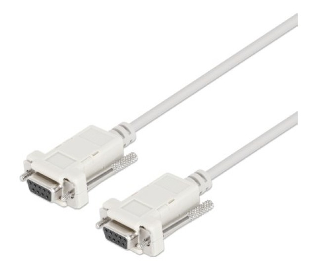 REG-TC-0694 Cable Serial Null Modem Manhattan 317375, DB9 hembra a hembra, 1.5 m, beige - Image 1