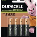 Pilas Recargables Duracell 5006077, tamaño AA, NiMH 2500 mAh, paquete con 4 piezas